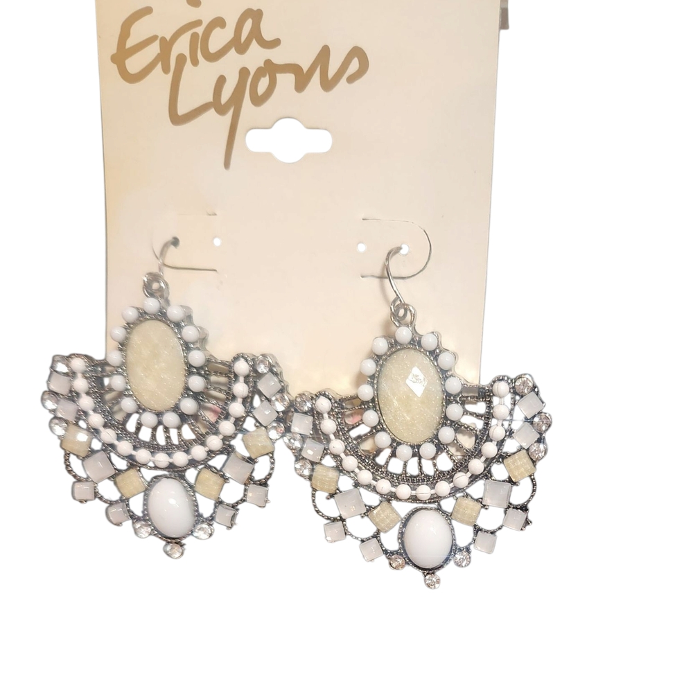 Erica Lyons White and Silver Chandelier Earrings